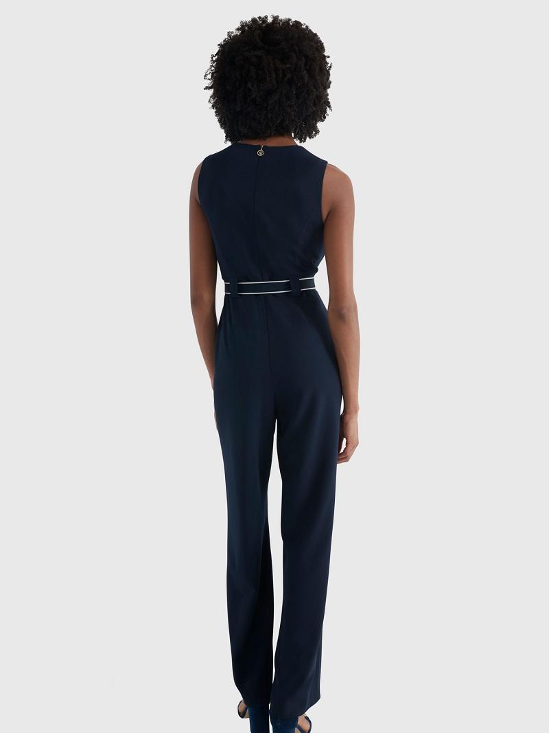 Női Tommy Hilfiger Ujjatlan Belted Jumpsuit Dresses Kék | HU 119BEX